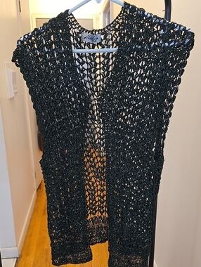 MonaLisa Black Open Crochet Vest